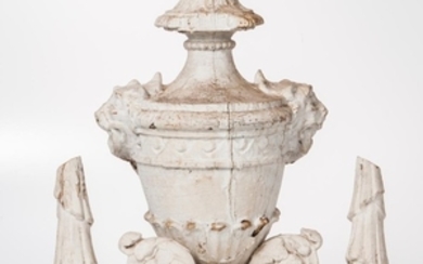 Carved and White-painted Urn and Brackets