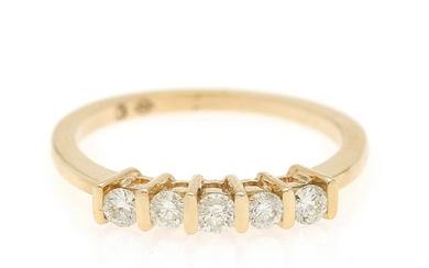A diamond ring set with five brilliant-cut diamonds weighing app. 0.50 ct., mounted in 14k gold. Size 55.