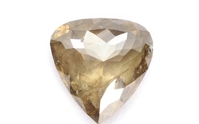 Unmounted, heartshaped diamond weighing app. 1.73 ct. Colour: Natural fancy yellowish brown. Clarity: I2.