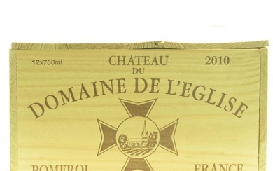 *12 bottles of Chateau Domaine de l'Eglise 2010 Pomerol...