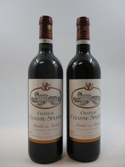 12 bouteilles CHÂTEAU CHASSE SPLEEN 1999 Moulis (étiquettes fanées)