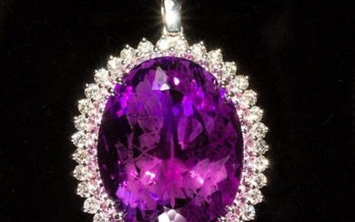 14K Gold Amethyst Pink Sapphire and Diamond Pendant