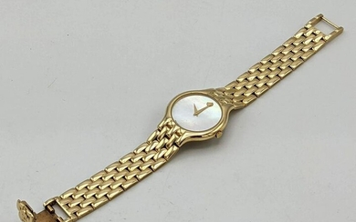 14K Gold MOVADO Wrist Watch with Mother of Pearl Vase.