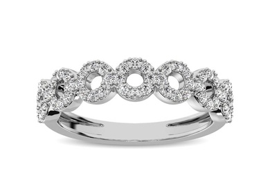 14K White Gold 1/3 Ct.Tw. Diamond 7 Station Stackable Band