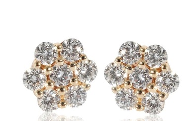 14K Yellow Gold 2 5/8ctw Diamond Flower Cluster Earrings