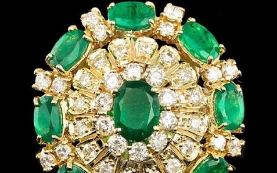 14K Yellow Gold 4.87ct Emerald and 1.99ct Diamond Ring