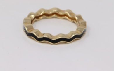 14KT Yellow Gold/Black Enamel Ring.