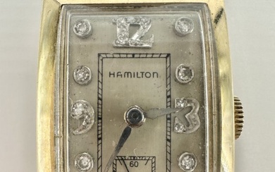 14k Hamilton diamond mens wristwatch