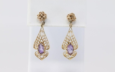 14kt Art Deco Ladies Amethyst Earrings.
