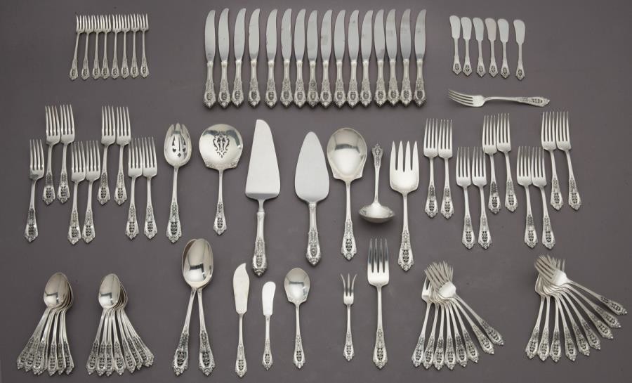 (170) Pcs. Wallace Rose Point sterling flatware