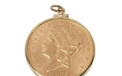 1899 US $20 LIBERTY HEAD GOLD COIN PENDANT