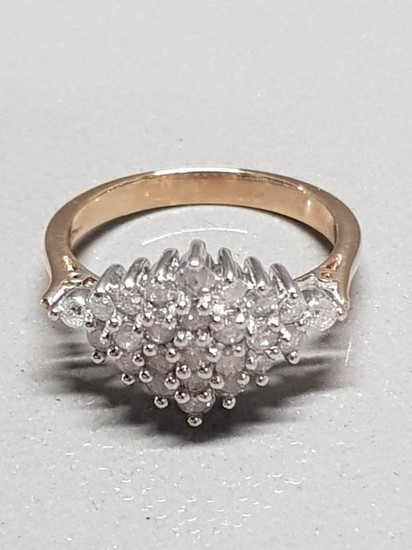 18CT YELLOW GOLD DIAMOND CLUSTER RING APPROXIMATELY .70CTS ...