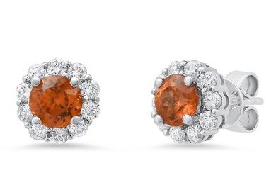 18K White Gold Setting with 1.94ct Zircon and 0.77ct Diamond Earrings