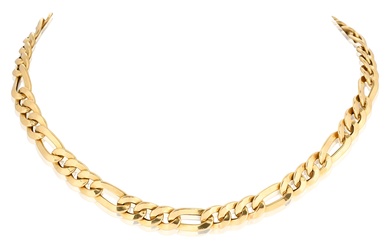 18K YELLOW GOLD ALTERNATING CURB LINK CHAIN