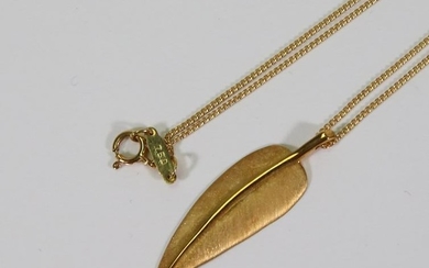18KY Gold Tiffany & Co. Feather Leaf Necklace