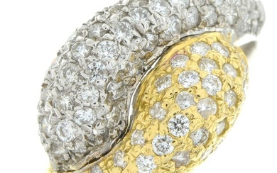 18ct gold diamond snake crossover ring
