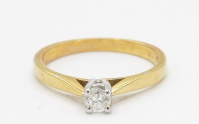 18ct gold round brilliant cut diamond solitaire ring (2.5g) ...