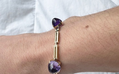 18kt yellow Gold Bracelet with cabochon Amethysts