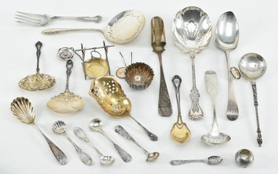 19 Sterling and coin silver flatware items incl. two