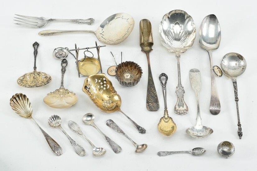 19 Sterling and coin silver flatware items incl. two