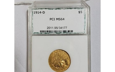 1914D $5.00 Indian Head Gold Piece MS64