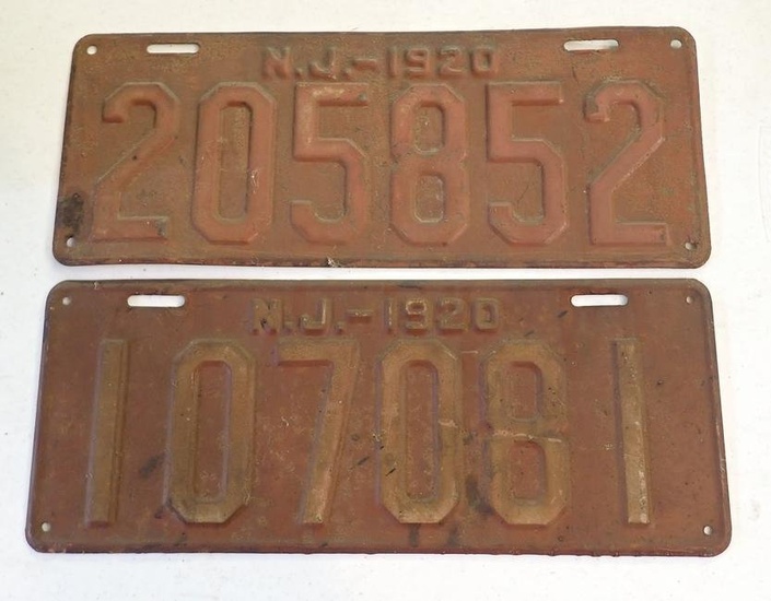 1920 New Jersey License Plates