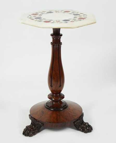 19TH-CENTURY SPECIMEN MARBLE AND ROSEWOOD TABLE