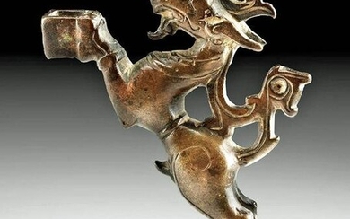 19th C. Indian Brass Guardian Figure Yali Rearing Up
