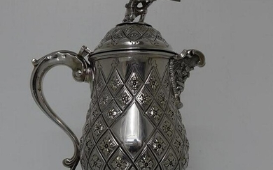 19th Century Antique Silver-Plated Victorian Flagon