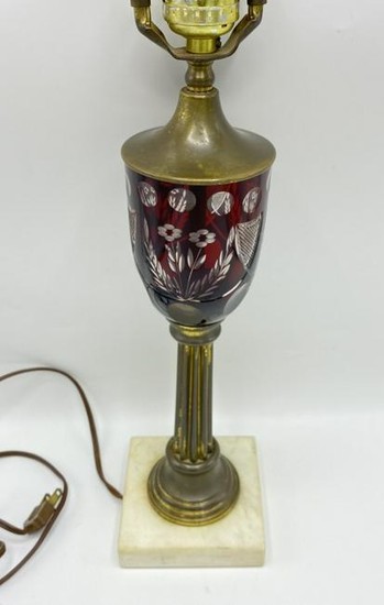 19th Century Cranberry Bohemian Glass Lamp