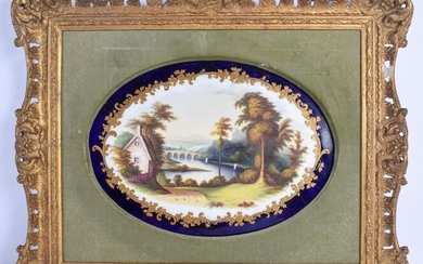 19th c. English Porcelain oval plaque painted with a