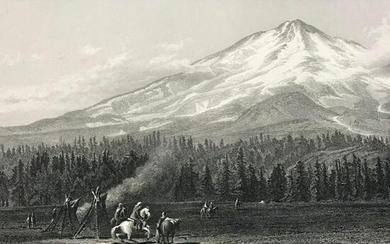 19thc Steel Engraving, Mount Shasta Washington