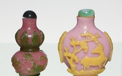 2 Chinese Peking Glass Snuff Bottles, 18-19th Century