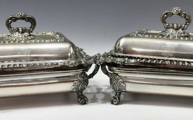 (2) ENGLISH SILVER PLATE ENTREE CHAFING DISHES