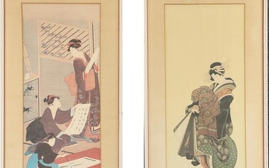 [2] Two Vintage Japanese Woodblock Prints Geisha Girl