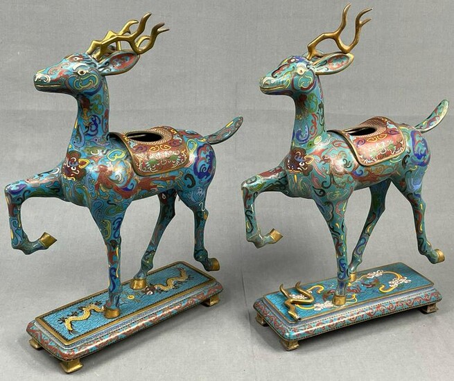 2 cloisonne mythical animals? Probably China antique.
