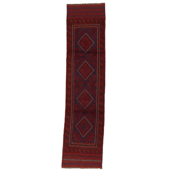 2'1 x 8'7 Hand-Knotted Afghan Turkmen Mixed Technique Carpet Runner
