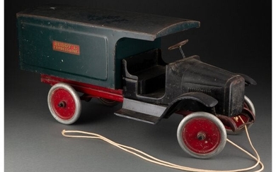 21070: Vintage Buddy "L" Express Line Moving Van Toy Ma