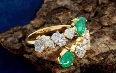 2.22 TCW Emerald Si/Hi Diamond Ring 18k Yellow Gold