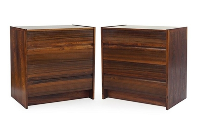 A Pair of Rosewood Veneer Four-Drawer Chests.