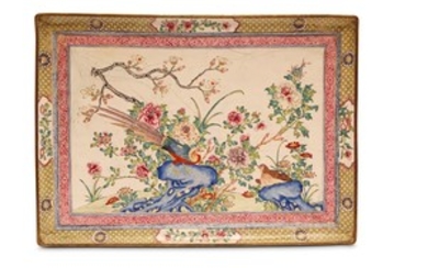A LARGE CHINESE FAMILLE ROSE CANTON ENAMEL TRAY....