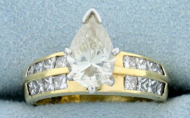 3 1/2ct TW Pear Shaped Diamond Engagement Ring in 18k