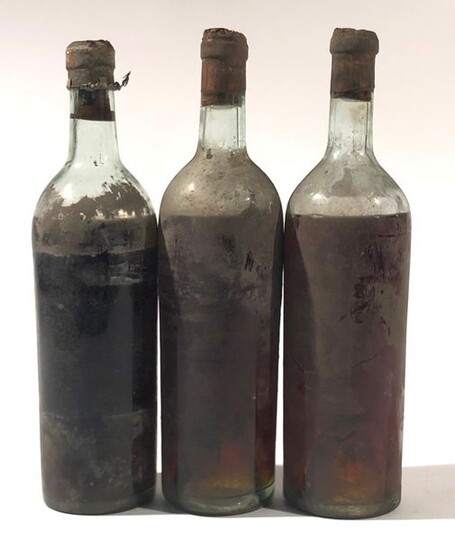 3 bouteilles CH. RAUZAN-GASSIES, 2° cru Margaux 1916 (eta, ett,...