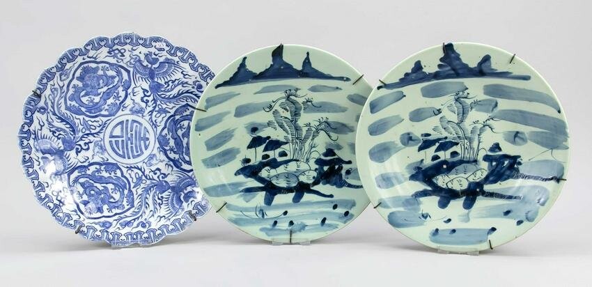 3 plates, China, 19th c., all