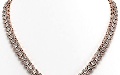 30.73 ctw Emerald Cut Diamond Micro Pave Necklace 18K Rose Gold