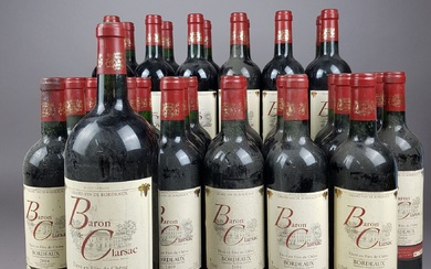 35 bouteilles et 1 magnum de Baron de Clarsac Bordeaux : - 19 bouteilles, 2009...