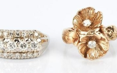 4 Ladies Gold and Diamond Rings