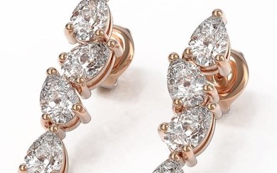 4 ctw Pear Diamond Designer Earrings 18K Rose Gold