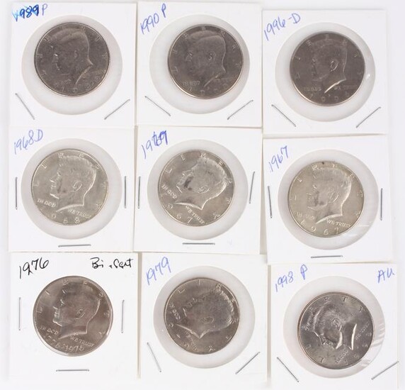 40% SILVER & OTHER KENNEDY HALF DOLLARS - LOT OF 9