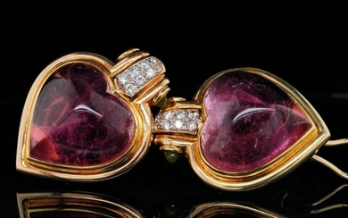 40ctw Pink Tourmaline, 0.40ctw Diamond & 18K Earrings